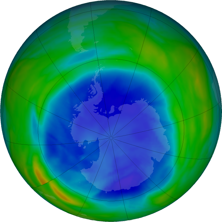 Antarctic ozone map for 03 September 2022